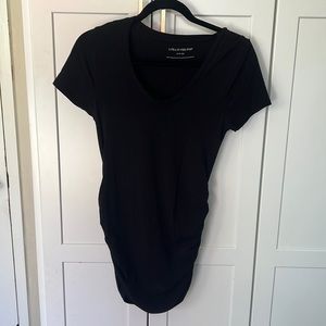 Black short sleeve Maternity T-Shirt with Ruched sides